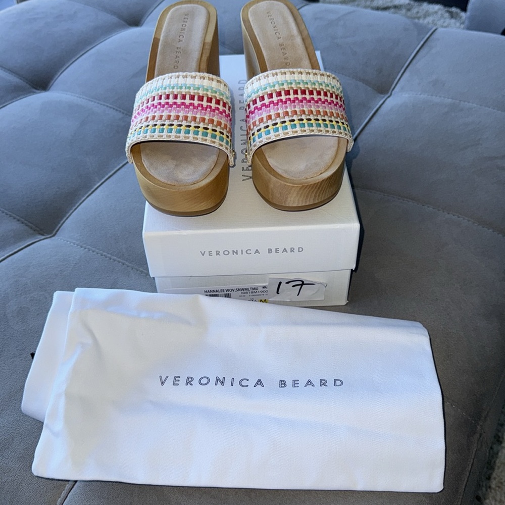 NWT, Veronica Beard woven sandals with wooden heel - Picture 12 of 12